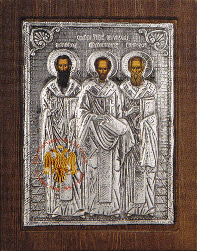 Three Holy Hierarchs Silver Plated Icon